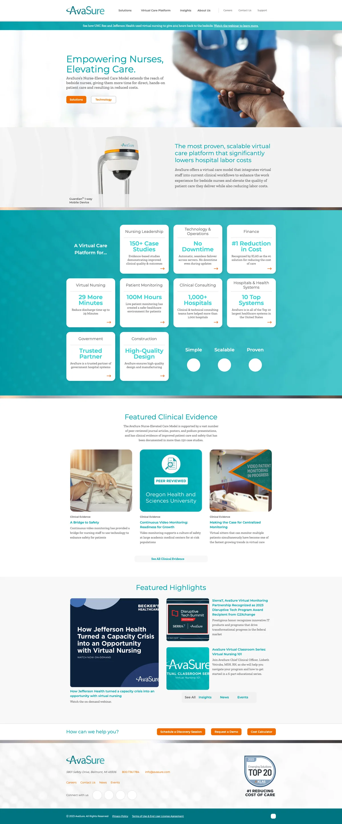 AvaSure homepage screenshot.