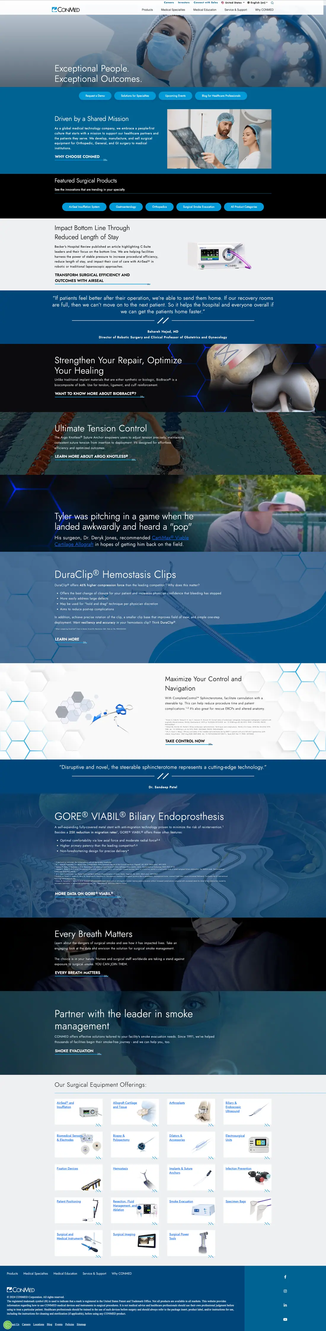 Older long-form CONMED homepage.