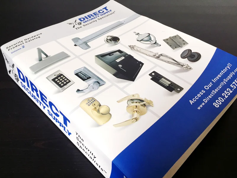 Direct Security Services catalog cover and spread.