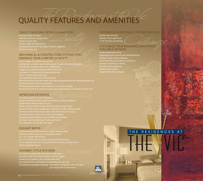 Vic sales room features panel.