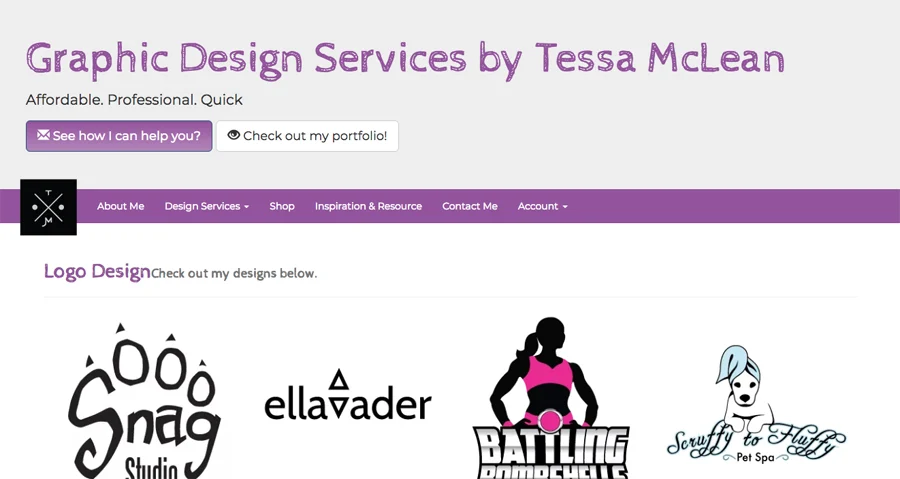 Design services e-commerce website screenshot.