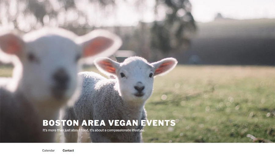 Vegan Events Calendar website screenshot.